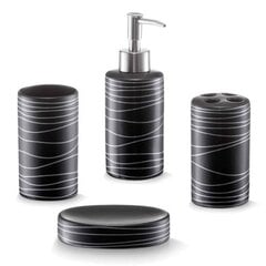 Zeller vonios reikmenų rinkinys 4 vnt, juodas kaina ir informacija | Vonios kambario aksesuarai | pigu.lt