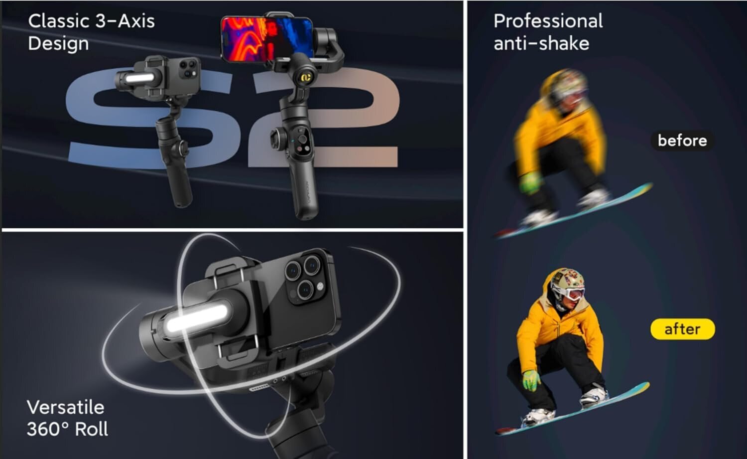 Dark Red Brand 3 Axis Gimbal Stabiliser цена и информация | Priedai vaizdo kameroms | pigu.lt
