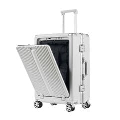 Многофункциональный чемодан с портами для зарядки, серебристый цена и информация | Чемоданы, дорожные сумки  | pigu.lt
