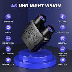 4K Infrared Night Vision Binoculars kaina ir informacija | Žiūronai | pigu.lt