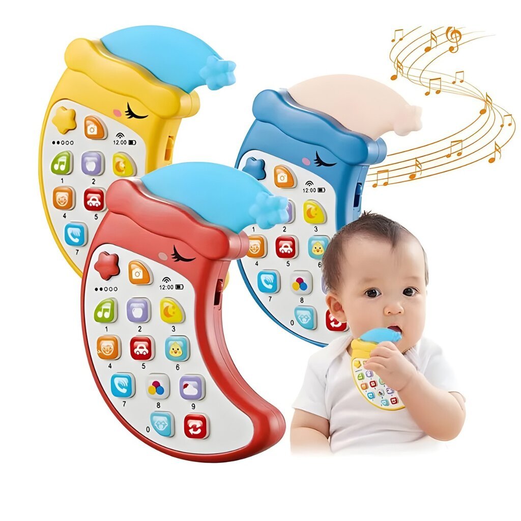 Muzikinis šviečiantis telefonas, geltonas kaina ir informacija | Žaislai kūdikiams | pigu.lt