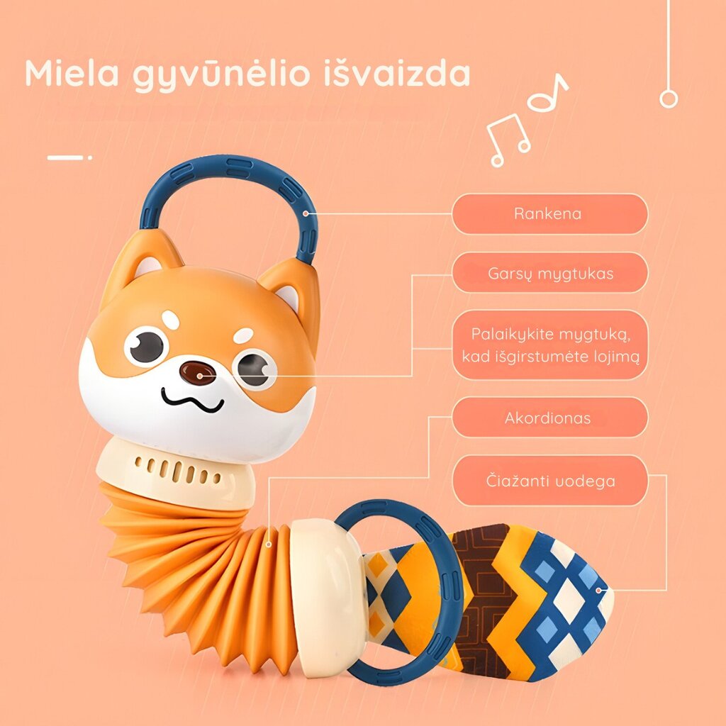 Muzikinis žaislas Akordeonas, Šuo kaina ir informacija | Žaislai kūdikiams | pigu.lt