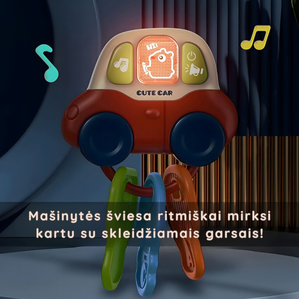 Muzikinis automobilio raktų pultelis - kramtukas, raudonas kaina ir informacija | Žaislai kūdikiams | pigu.lt