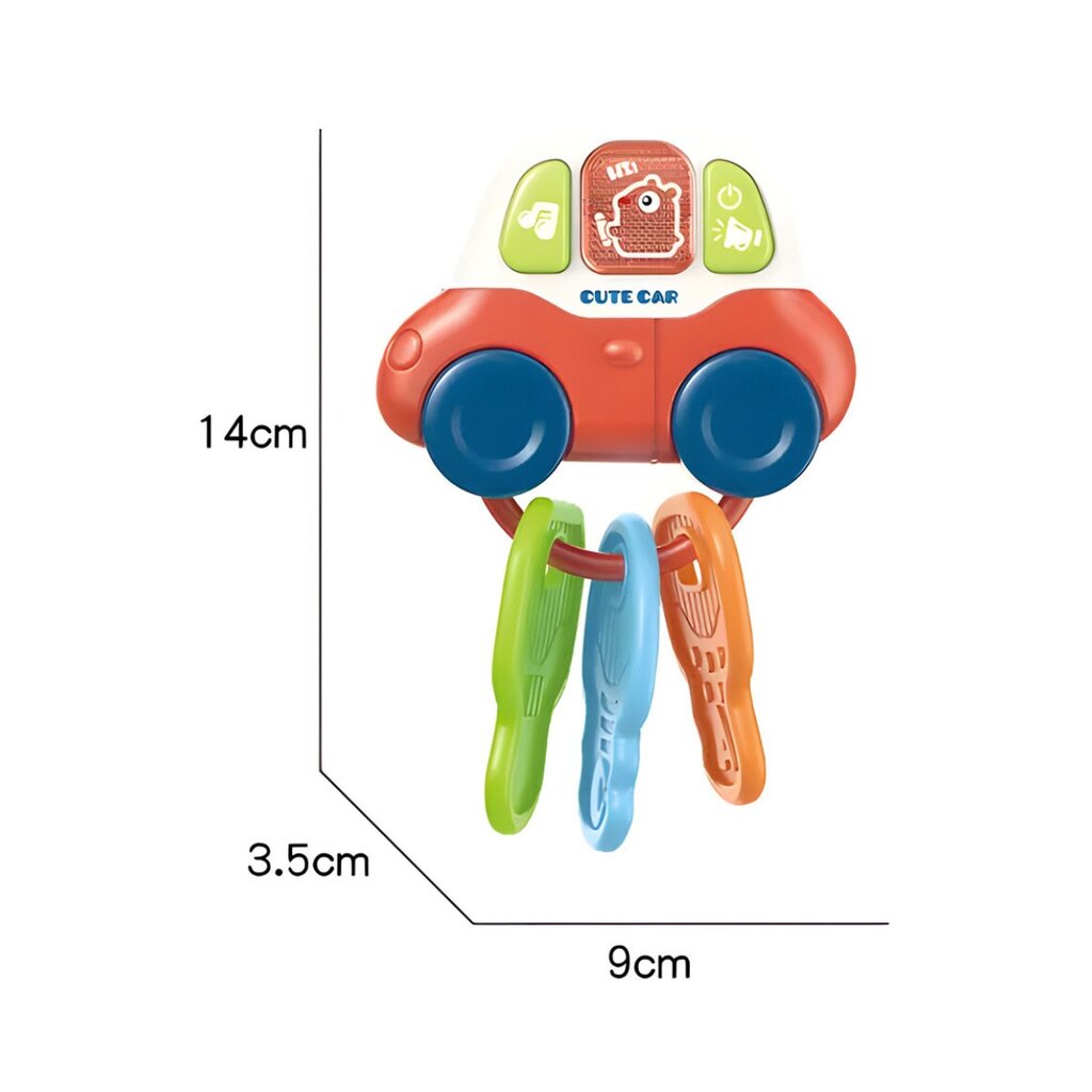 Muzikinis automobilio raktų pultelis - kramtukas, raudonas kaina ir informacija | Žaislai kūdikiams | pigu.lt