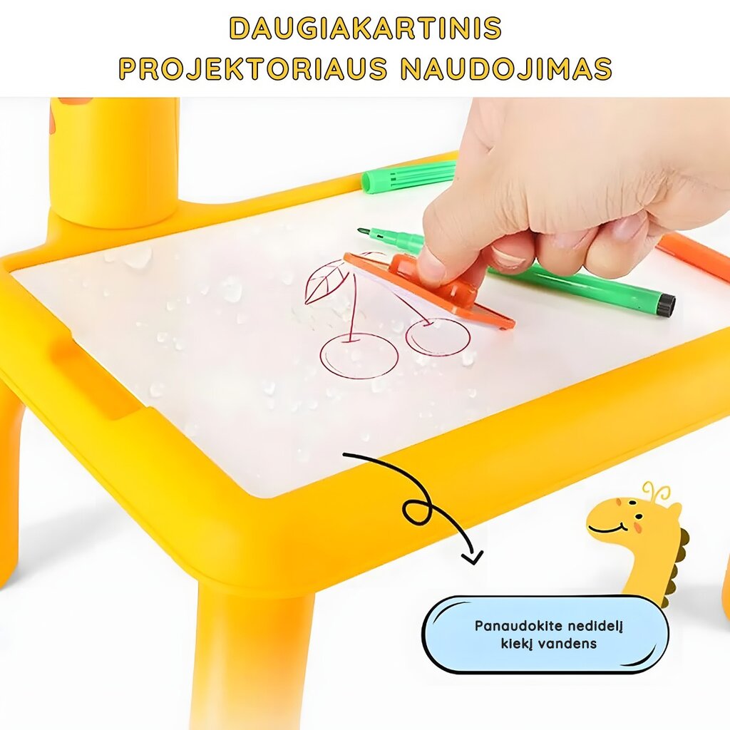 Žaislinis piešimo stalas su projektoriumi, mėtinis kaina ir informacija | Lavinamieji žaislai | pigu.lt