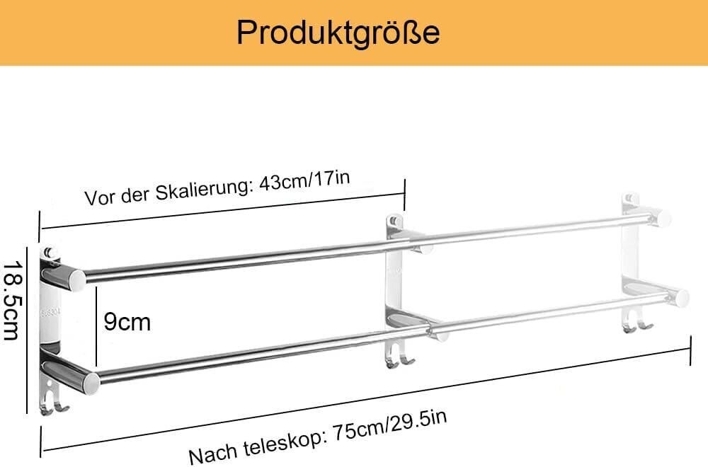 Alrens ištraukiama rankšluosčių kabykla, 43-75 cm цена и информация | Vonios kambario aksesuarai | pigu.lt