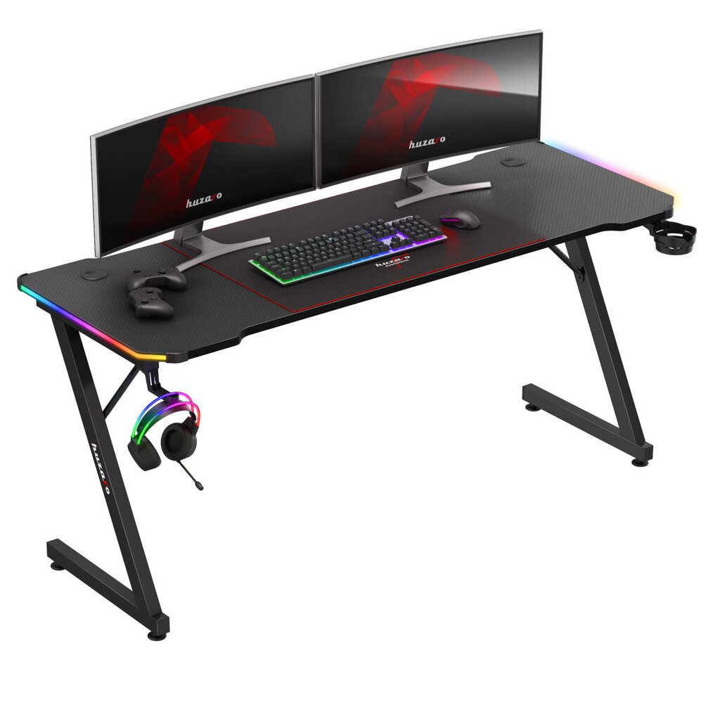 Žaidimų stalas Huzaro Hero 4.8 RGB, juodas kaina ir informacija | Kompiuteriniai, rašomieji stalai | pigu.lt