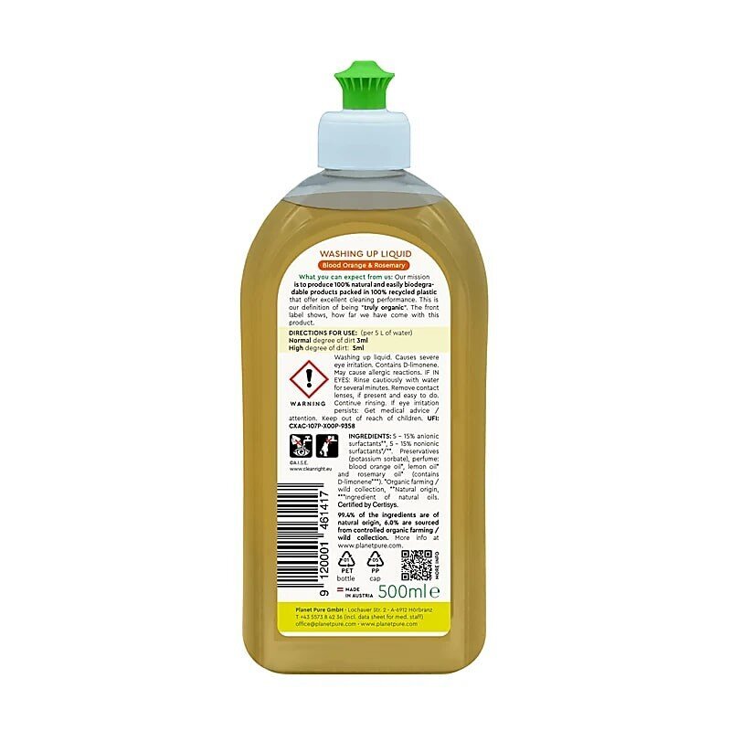 Planet Pure indų ploviklis, 500 ml kaina ir informacija | Indų plovimo priemonės | pigu.lt