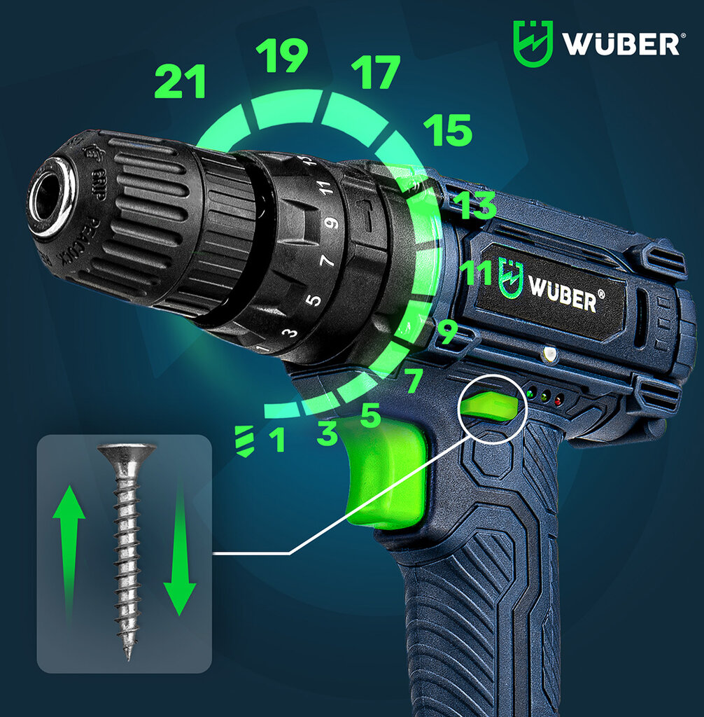 Suktuvas-gręžtuvas Wuber WR-CD-20V su kalimu kaina ir informacija | Suktuvai, gręžtuvai | pigu.lt