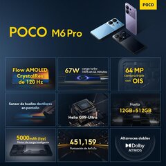 Xiaomi Poco M6 Pro 8/256GB, синий цена и информация | Мобильные телефоны | pigu.lt