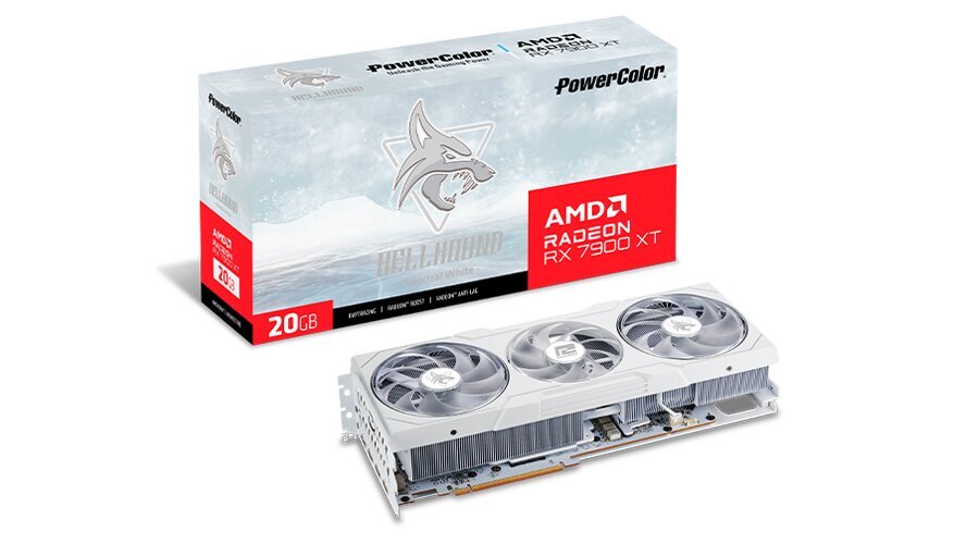 PowerColor Hellhound Spectral White AMD Radeon RX 7900 XT (RX 7900 XT 20G-L/OC/WHITE) kaina ir informacija | Vaizdo plokštės (GPU) | pigu.lt