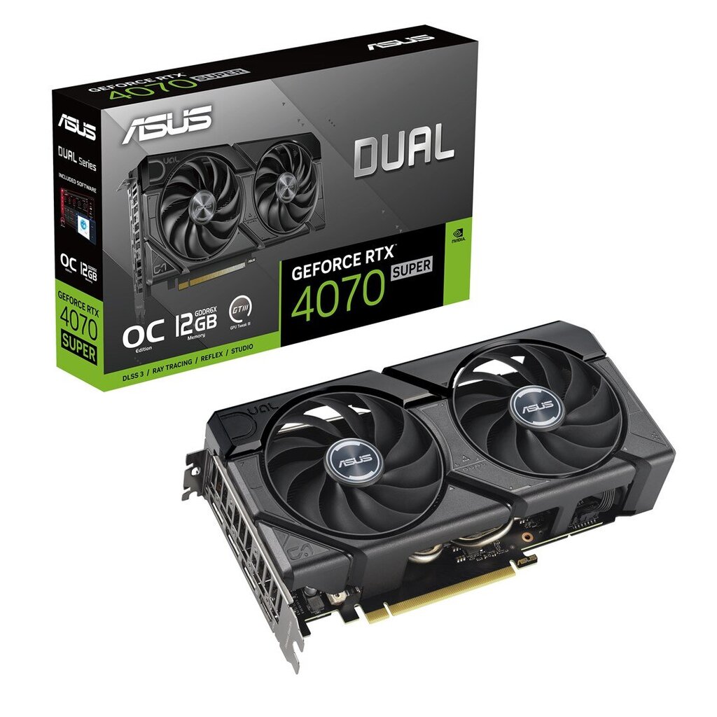 Asus Dual GeForce RTX 4070 Super Evo OC Edition (90YV0KC0-M0NA00) kaina ir informacija | Vaizdo plokštės (GPU) | pigu.lt