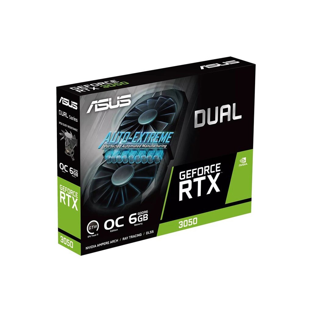 Asus Dual GeForce RTX 3050 OC Edition (90YV0K60-M0NA00) цена и информация | Vaizdo plokštės (GPU) | pigu.lt