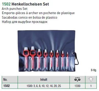 Rankinių skylamūšių rinkinys Padre , 8 vnt , 3-25 mm kaina ir informacija | Mechaniniai įrankiai | pigu.lt