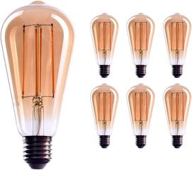 Edison lemputė E26 bazinės reguliuojamos kaitrinės lemputės 6 X, 2000 K šiltai balta kaina ir informacija | Elektros lemputės | pigu.lt