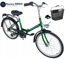 Miesto dviratis Shimano 24', žalias цена и информация | Велосипеды | pigu.lt