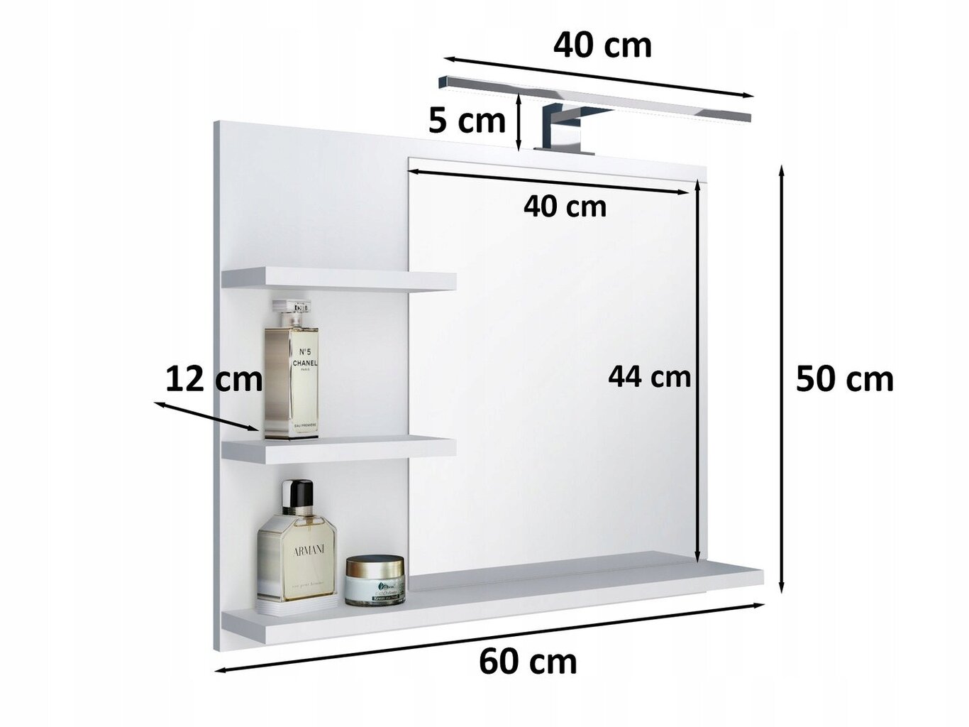 Vonios veidrodis Domtech, baltas цена и информация | Vonios veidrodžiai | pigu.lt