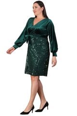 Зеленое бархатное платье с чешуей T1329-44/46 цена и информация | Платья | pigu.lt