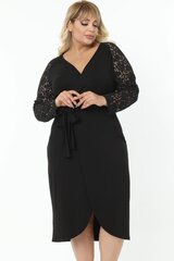 Черное платье с кружевными рукавами T1241-44/46 цена и информация | Платья | pigu.lt