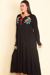 Черное вискозное платье с длинными рукавами C1809-42 цена и информация | Платья | pigu.lt