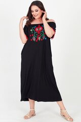 Длинное черное платье с аппликацией C711-44 цена и информация | Платья | pigu.lt