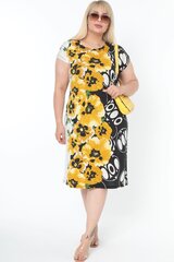 Черно-желтое платье с цветочным принтом T962-GE-44/46 цена и информация | Платья | pigu.lt