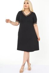 Черное платье с вырезом-конвертом T900-JU-46 цена и информация | Платья | pigu.lt