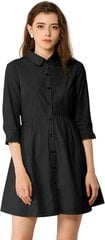 Платье-рубашка женское Allegra K, черное цена и информация | Платья | pigu.lt