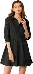 Платье-рубашка женское Allegra K, черное цена и информация | Платья | pigu.lt