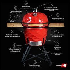 Kepsninė KamadoClub Pro Premium+, 59cm, raudona kaina ir informacija | Kepsninės, griliai | pigu.lt