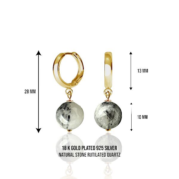 Moteriški paauksuoti sidabriniai auskarai su rutiluotu kvarcu I.L.U.S kaina ir informacija | Auskarai | pigu.lt