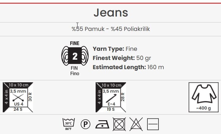 Mezgimo siūlai YarnArt Jeans 50g, spalva 69 цена и информация | Mezgimui | pigu.lt