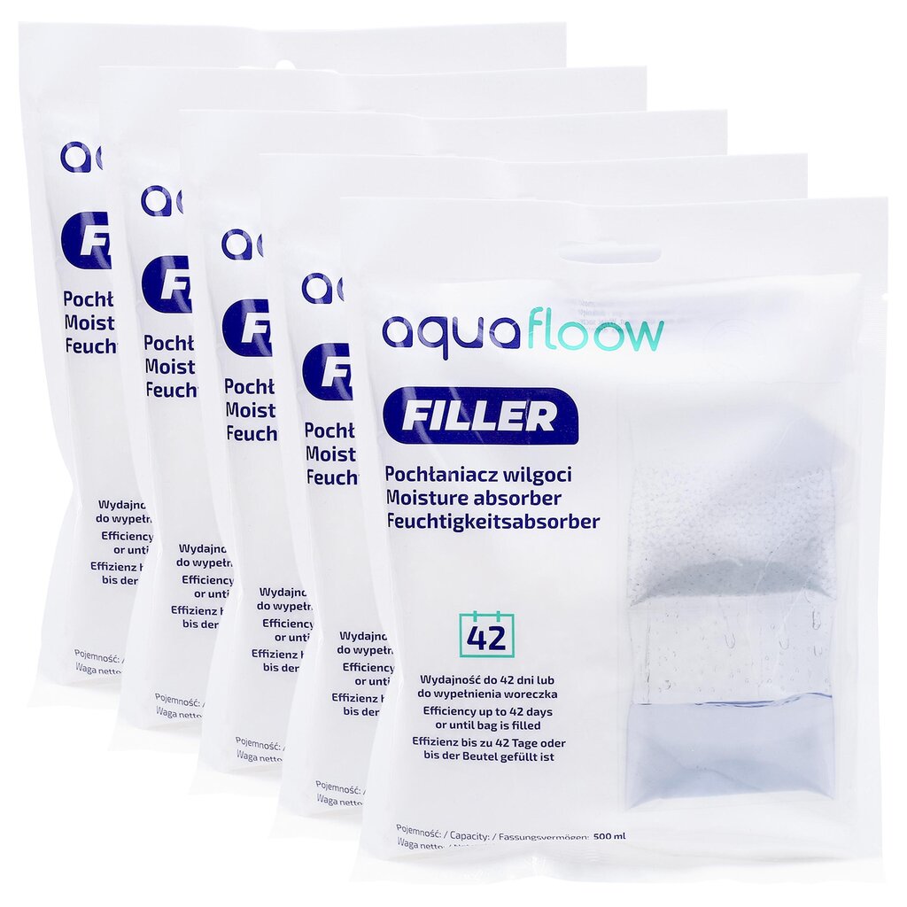5x AquaFloow Refiller drėgmės sugėriklis 500 ml su pakabuku - bekvapis цена и информация | Oro sausintuvai, drėgmės surinkėjai | pigu.lt
