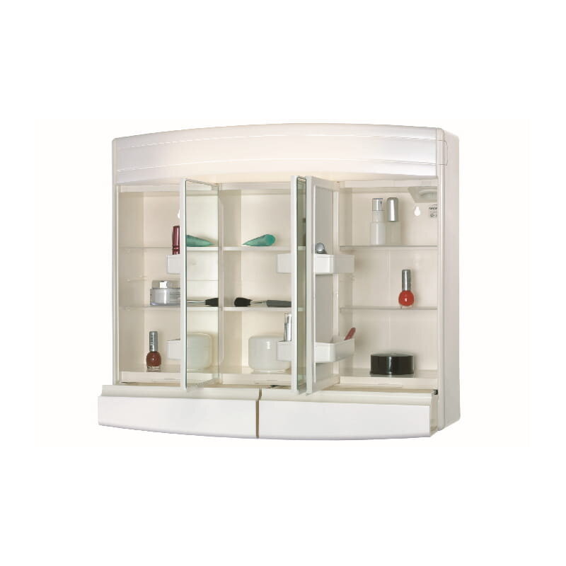 Spintelė su veidrodžiu Jokey Topas Eco su apšvietimu ir lizdu, 60x53x18 cm, pilka kaina ir informacija | Vonios veidrodžiai | pigu.lt