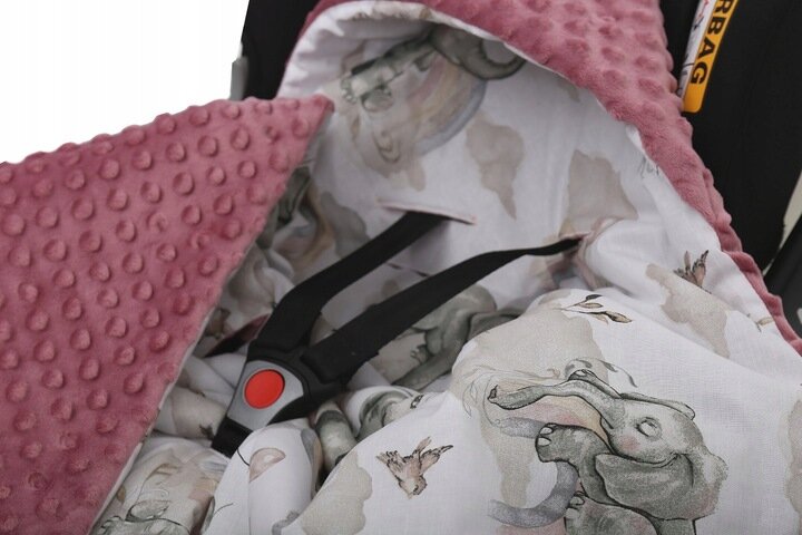 Antklodė su gobtuvu automobilinei kėdutei Babymam, 80x80 cm, pink kaina ir informacija | Autokėdučių priedai | pigu.lt