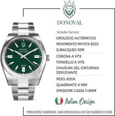 AUTOMATYCZNY Laikrodis vyrams DONOVAL WATCHES HULK DL0002 + dėžutė (zdo001b) TAY26887 kaina ir informacija | Vyriški laikrodžiai | pigu.lt