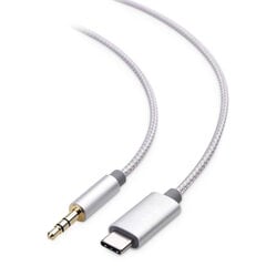 iLike AX2 Прочный плетеный USB-C (Type-C) к 3.5 мм стерео аудио AUX кабель 1м серебряный (OEM) цена и информация | Кабели и провода | pigu.lt