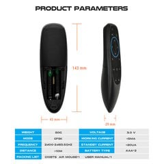 CP G10BTS Универсальный Smart TV / ПК Air Mouse - Беспроводной Bluetooth / ИК пульт дистанционного управления и гироскоп Черный цена и информация | Аксессуары для телевизоров и Smart TV | pigu.lt