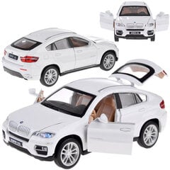 Metalinis automobilis BMW X6 su garso ir šviesos efektais, baltas kaina ir informacija | Žaislai berniukams | pigu.lt