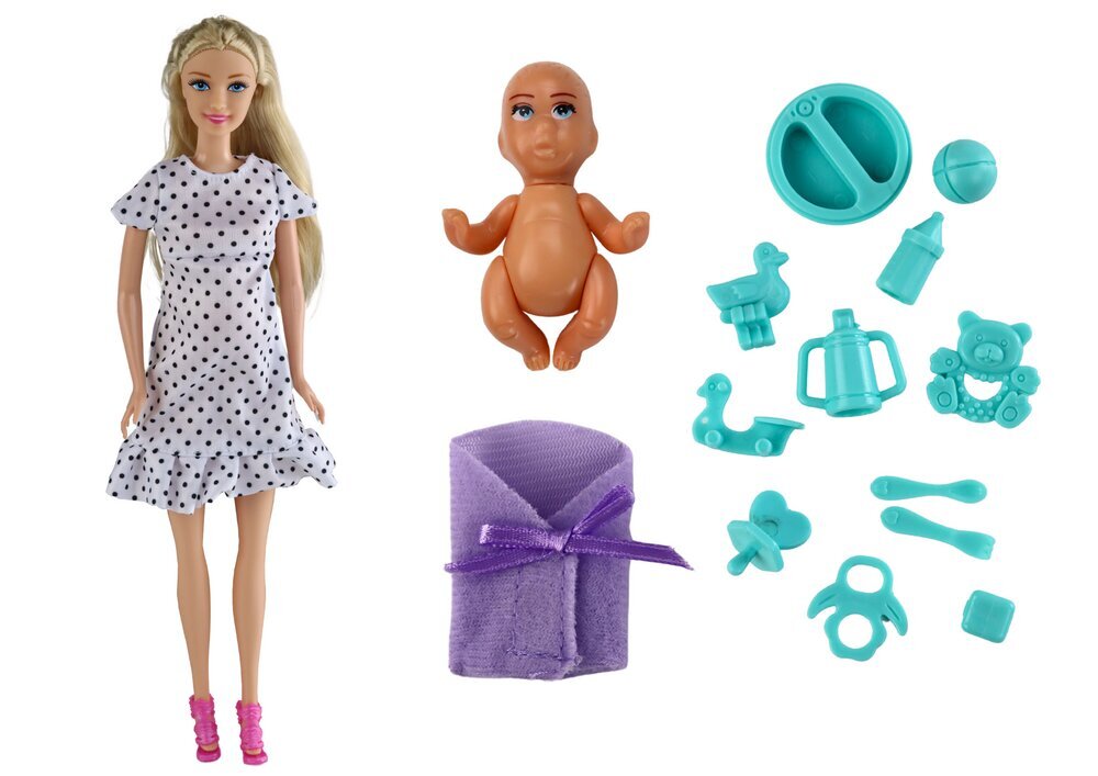 Nėščia lėlė su balta suknele ir priedais kaina ir informacija | Žaislai mergaitėms | pigu.lt