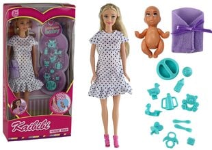 Кукла-беременная в белом платье, ребенок и аксессуары цена и информация | Игрушки для девочек | pigu.lt