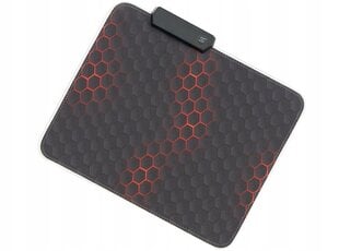 Pelės kilimėlis Black and Red su LED RGB apšvietimu, 21x26 cm kaina ir informacija | Pelės | pigu.lt