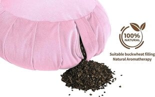 Sensory Owl Zafu подушка для йоги - подушка для медитации - круглая - 100% хлопок - гречиха - Сделано в ЕС Высота 18 см - Диаметр 35 см - розовый цвет цена и информация | Декоративные подушки и наволочки | pigu.lt