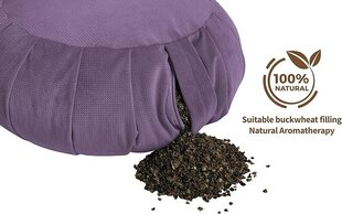 Подушка Sensory Owl Zafu для йоги - подушка для медитации - круглая - 100% хлопок - гречиха - Сделано в ЕС Высота 18 см - Диаметр 35 см - Лаванда цена и информация | Декоративные подушки и наволочки | pigu.lt