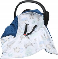 Одеяло с капюшоном на автокресло Babymam, 80x80 cm, blue цена и информация | Аксессуары для автокресел | pigu.lt