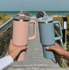 Стакан Fresh Juice Freshy Cup Traveller с трубочкой, пастельно-розовый, 1,2 л цена и информация | Термосы, термокружки | pigu.lt