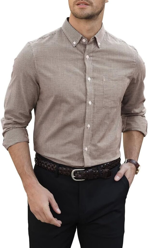 Elegancity marškiniai vyrams, smėlio spalvos kaina ir informacija | Vyriški marškiniai | pigu.lt