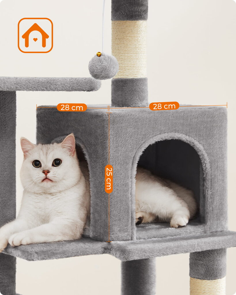 Kačių draskyklė,namelis, šviesiai pilkas kaina ir informacija | Draskyklės | pigu.lt