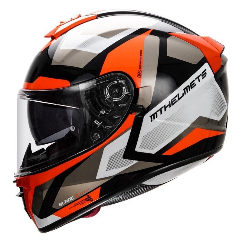 Motociklininko šalmas MT Helmets FF107SV Blade 2 SV finishline d4 gloss pearl, oranžinis kaina ir informacija | Moto šalmai | pigu.lt