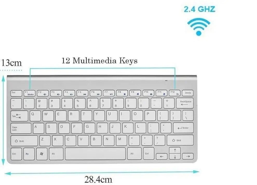 Belaidė klaviatūra kompiuteriui ir smart TV, PIKI K-1000, sidabrinė kaina ir informacija | Klaviatūros | pigu.lt
